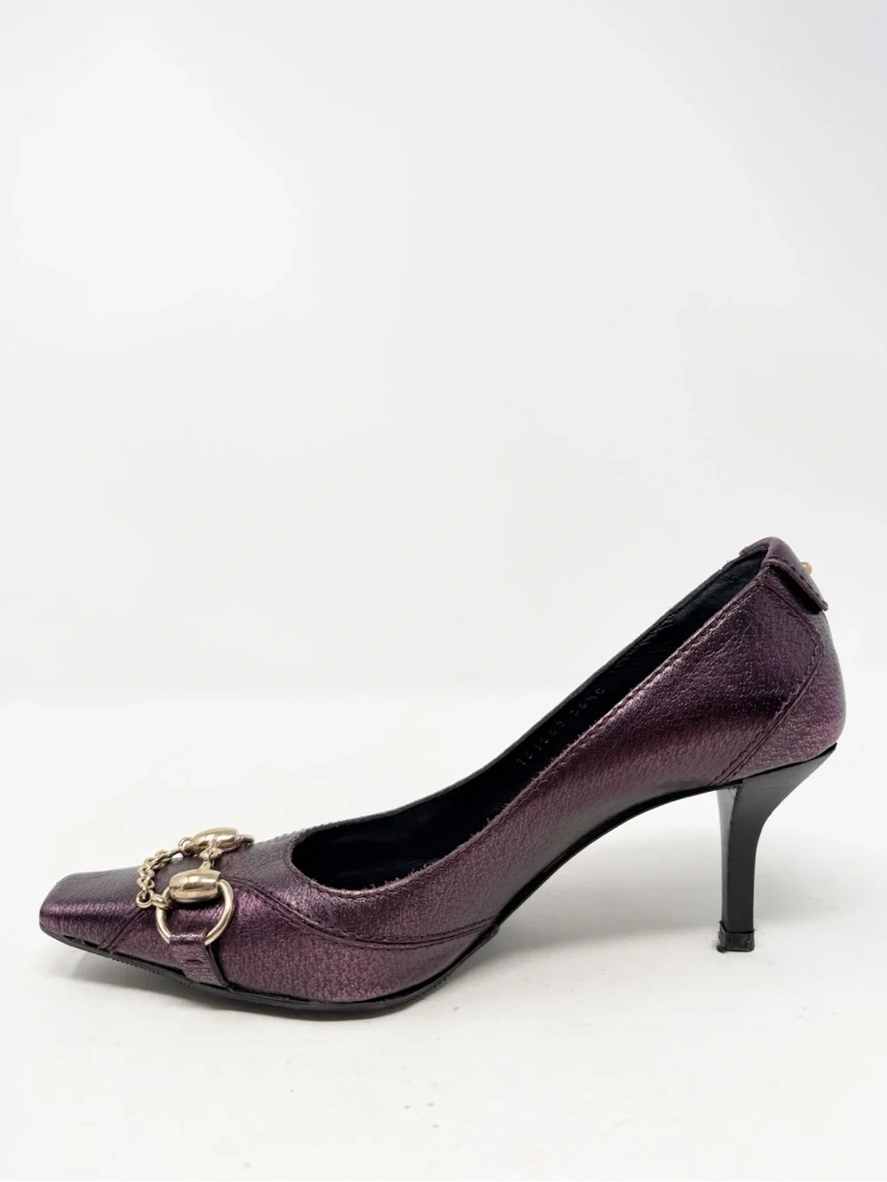 Gucci Horsebit Metallic Purple Heels Womens Size EU 36.5